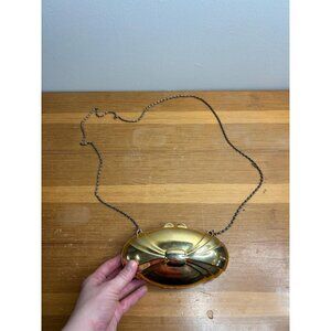 hard gold metal chained long purse clutch small mini night out women’s handbag